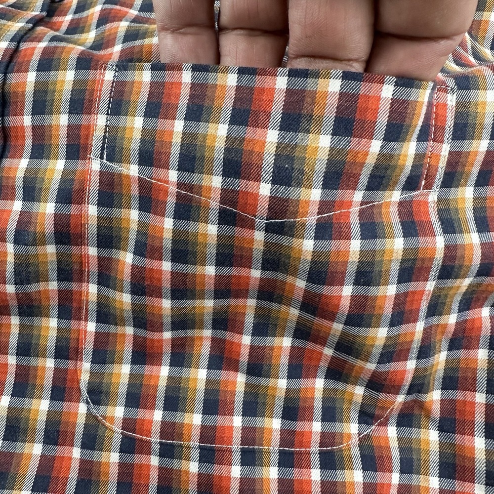 LL‎ Bean Plaid Sport Shirt Men Large TALL LT Black Orange Cotton Traditional Fit - Picture 3 of 10